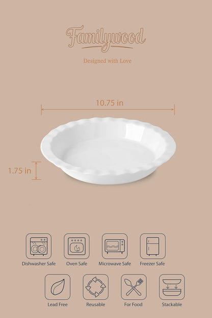 9 Inch Porcelain White Pie Pans – Set of 2, 40 oz Fluted Edge Non-Stick Baking Dishes for Apple Pies, Quiches, Pot Pies & Desserts – Pie Plates, Quiche Dish, Pie Weights Compatible