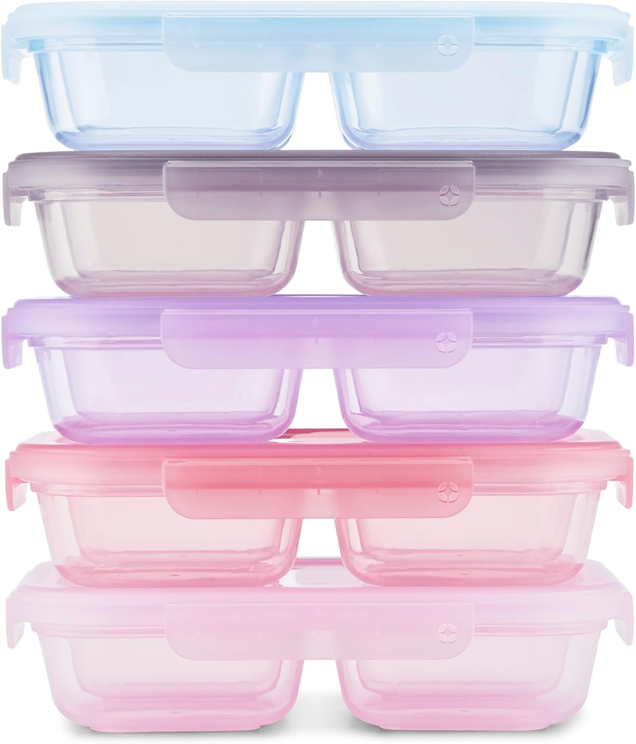 Ello Snap & Nest 10-Piece 4.5 Cup Plastic Meal Prep Set, Reusable Food Containers for Healthy Eating, Freezer, Dishwasher Safe, Berry Fields