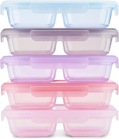 Ello Snap & Nest 10-Piece 4.5 Cup Plastic Meal Prep Set, Reusable Food Containers for Healthy Eating, Freezer, Dishwasher Safe, Berry Fields