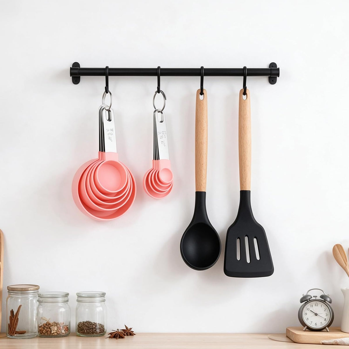 Measuring Cups and Spoons Set, 10-Piece with Stainless Steel Handles, Pink