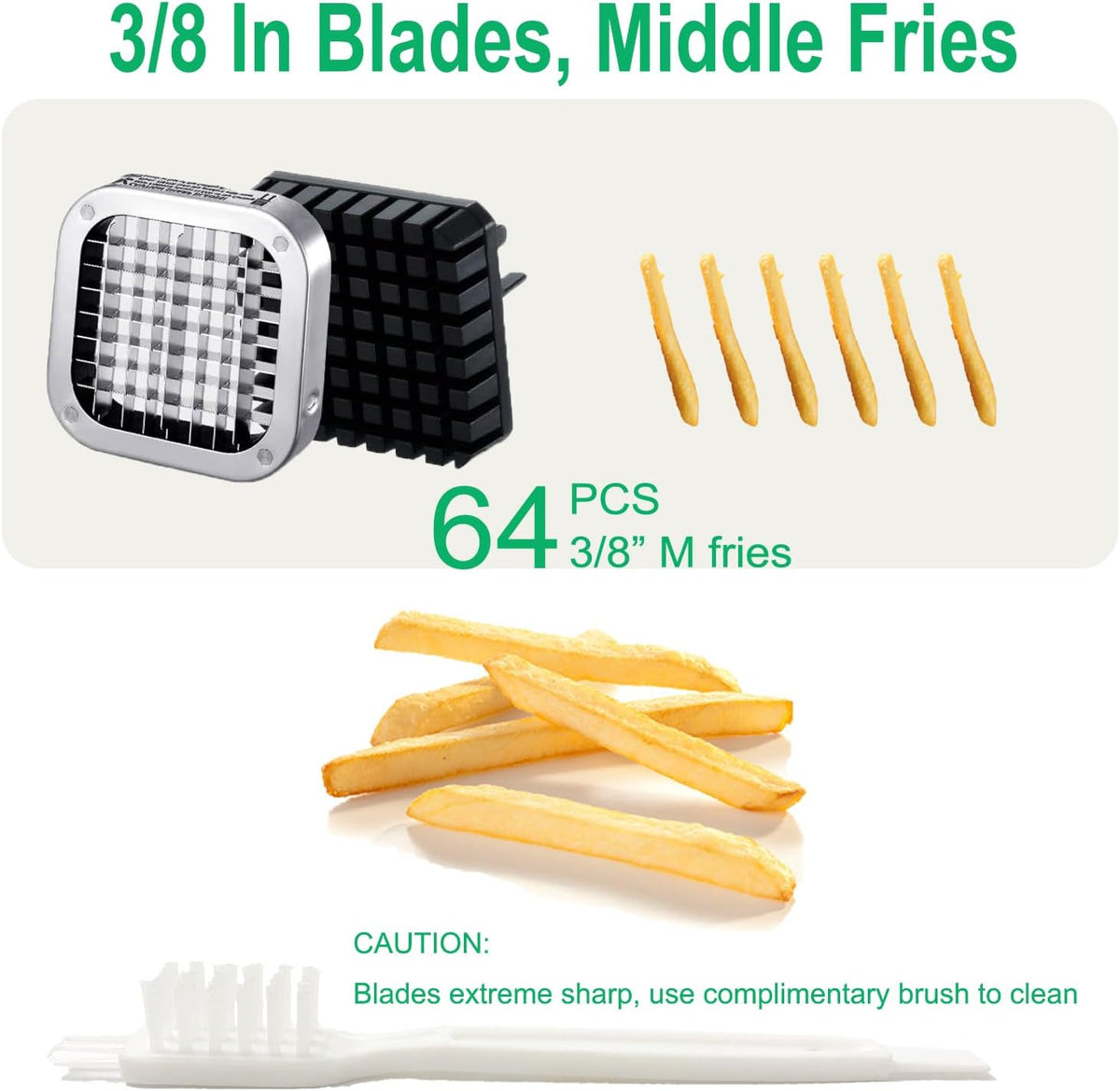 Eascandy French Fry Cutter, Heavy Duty Potato Slicer, Stainless Steel Potato Chopper Set with 1/2 and 3/8 Inch Blades for Sweet Potato, Carrot, Yam, Cucumbers.