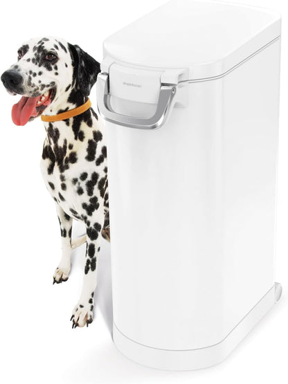 simplehuman 25 Liter, 27 lb / 12.2 kg Medium Pet Food Storage Container for Dog Food, Cat Food, and Bird Feed, Alloy Steel, Matte Black