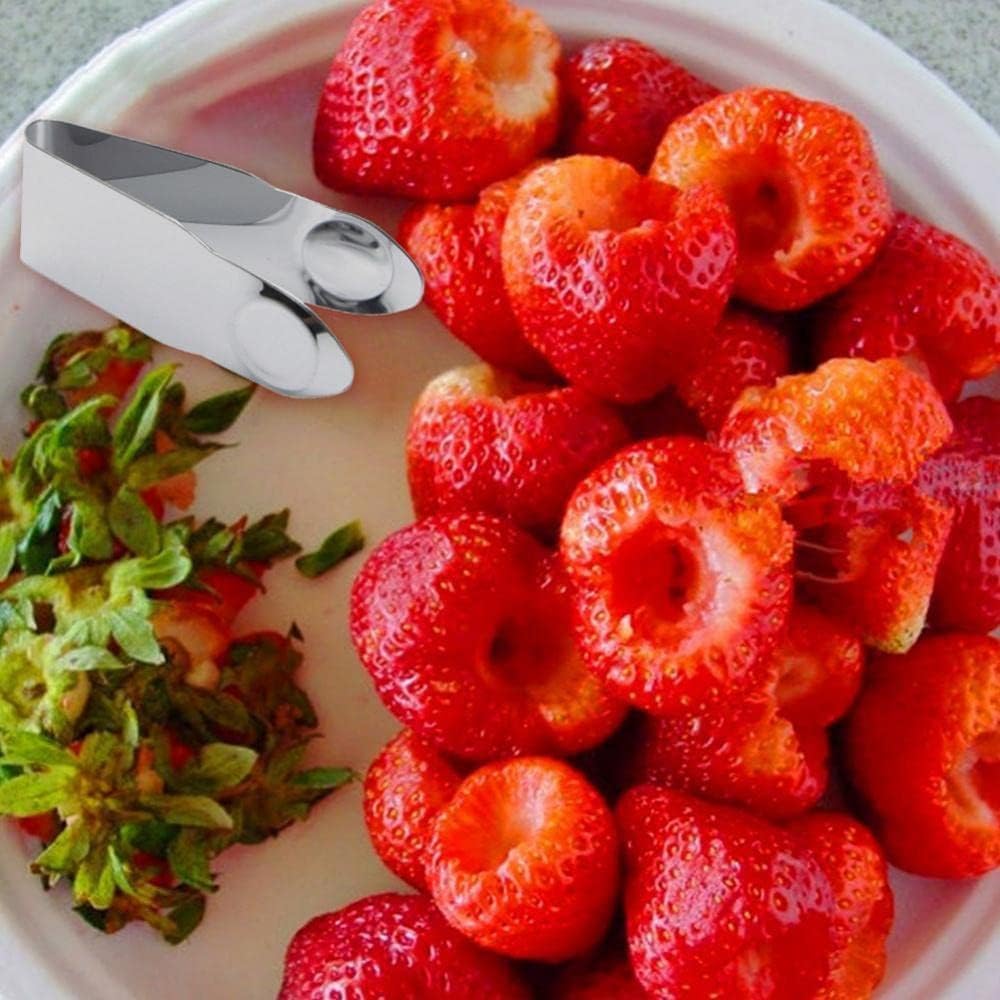 3Pcs Silver Stainless Steel Strawberry Huller Fruit Stem Remover Home Kitchen Tools for Cherry Tomato