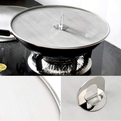 9.84 in Stainless Steel Splatter Screen With Fold-Flat Top Knob, Fine Mesh Grease Guard, Silver, 1-Pack