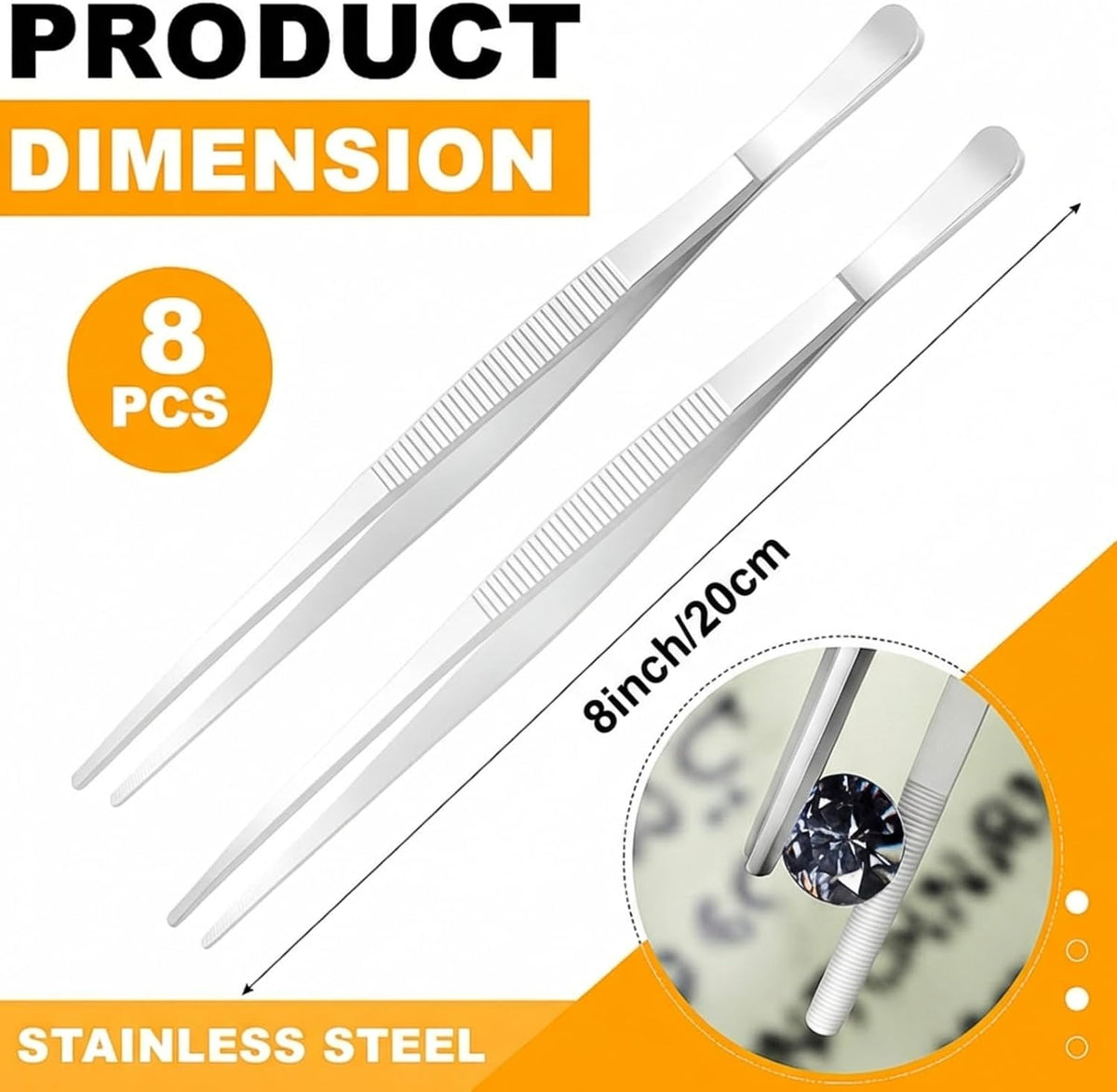 Yaomiao 12 Inch Cooking Tweezers Bar Kitchen Tongs, Silver