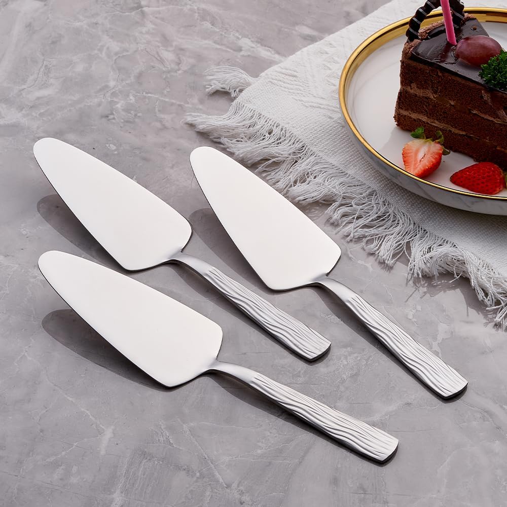 Silver Cake Server Set with Wave Handle, Stainless Steel, 3PCS