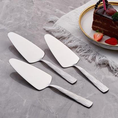 Silver Cake Server Set with Wave Handle, Stainless Steel, 3PCS