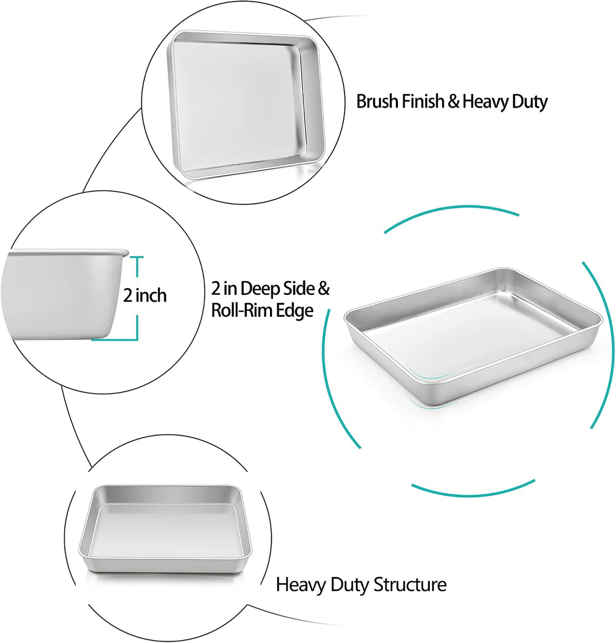 TeamFar Lasagna Pan, 16" x12.13" x2" Stainless Steel Rectangular Cake Pan