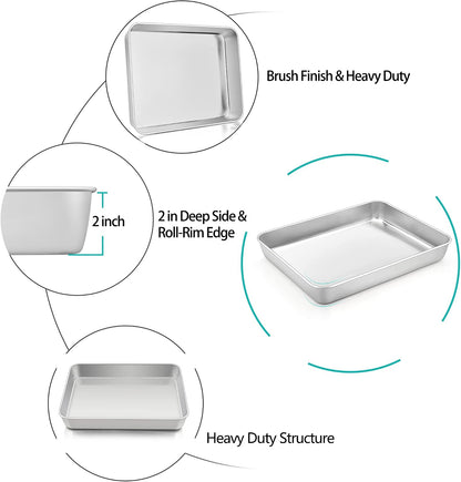 TeamFar Lasagna Pan, 16" x12.13" x2" Stainless Steel Rectangular Cake Pan