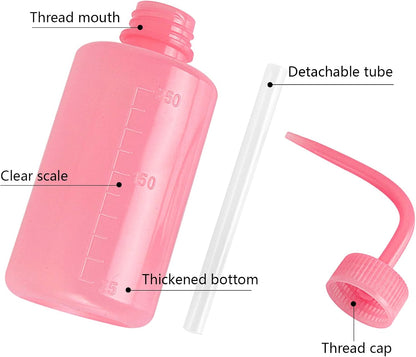 Wash Bottle 2pcs 250ml/8oz Safety Watering Tools, Economy Plastic Squeeze Washing Cleaning With Narrow Mouth Scale Labels for Medical Succulent Irrigation Plant (Black)