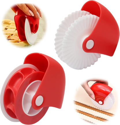 2-Pack Pastry Wheel Cutter Set, Pie Crust Crimper for Dough Cutting