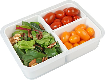 carrotez Food Storage Containers with 3 Removable Compartments, Food Prep Container with Airtight Lids, Portion Control Container, Microwave Safe, Reusable, 4.64 Cup (1100ml)