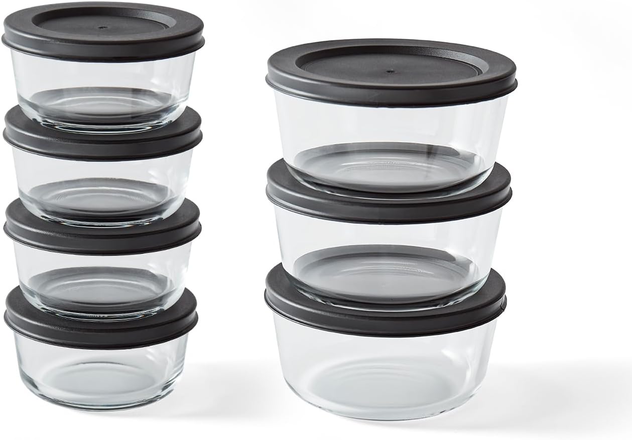 6-Piece Glass Food Storage Containers Set (3 Containers + 3 BPA-Free Lids) | 2-Cup, Leakproof | Microwave, Freezer, Oven & Dishwasher Safe | Ideal for Meal Prep & Pantry Organization, Pistachio
