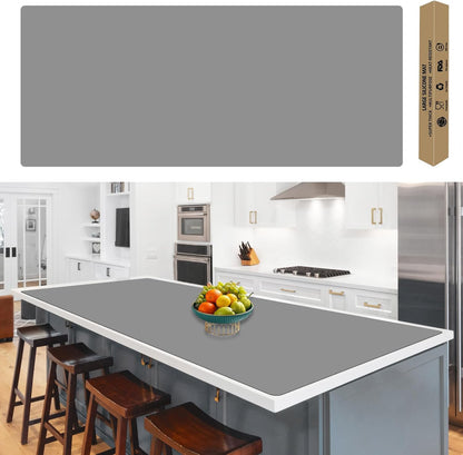 72''x16'' Extra Large Silicone Mat for Kitchen Counter, Heat Resistant Countertop Protector, Non-Slip Waterproof Kitchen Island Mat, Easy to Clean, Light Gray
