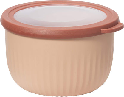 Oggi Prep, Store & Serve Plastic Bowl w/See-Thru Lid- Dishwasher, Microwave & Freezer Safe, (4 qt) Lt Gray w/Dk Gray Lid