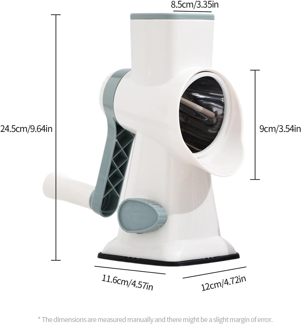 Rotary Cheese Grater Manual Hand Crank 3-in-1 Vegetable Shredde