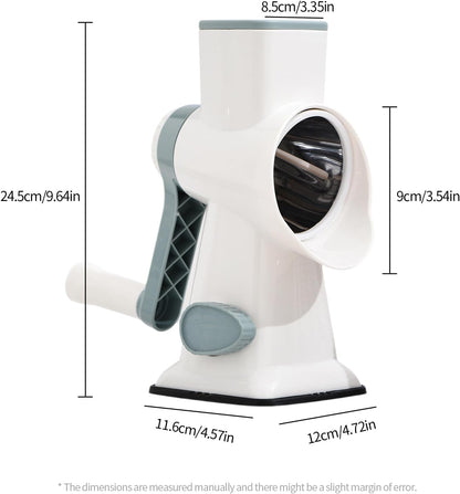 Rotary Cheese Grater Manual Hand Crank 3-in-1 Vegetable Shredde