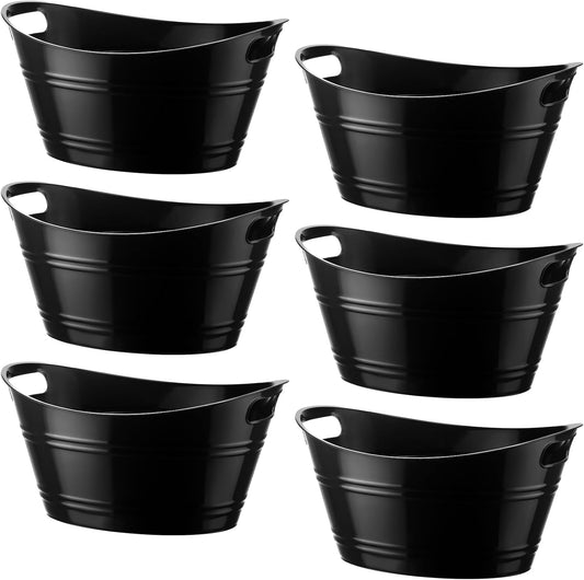 Patelai 6 Pcs Ice Buckets Bulk, Plastic Ice Buckets with Handles, Oval Storage Tub, Large Capacity Drink Tub for Party Bar Wine Beer Champagne Beverage Bottle Cooler(4.5 Liter,Clear)