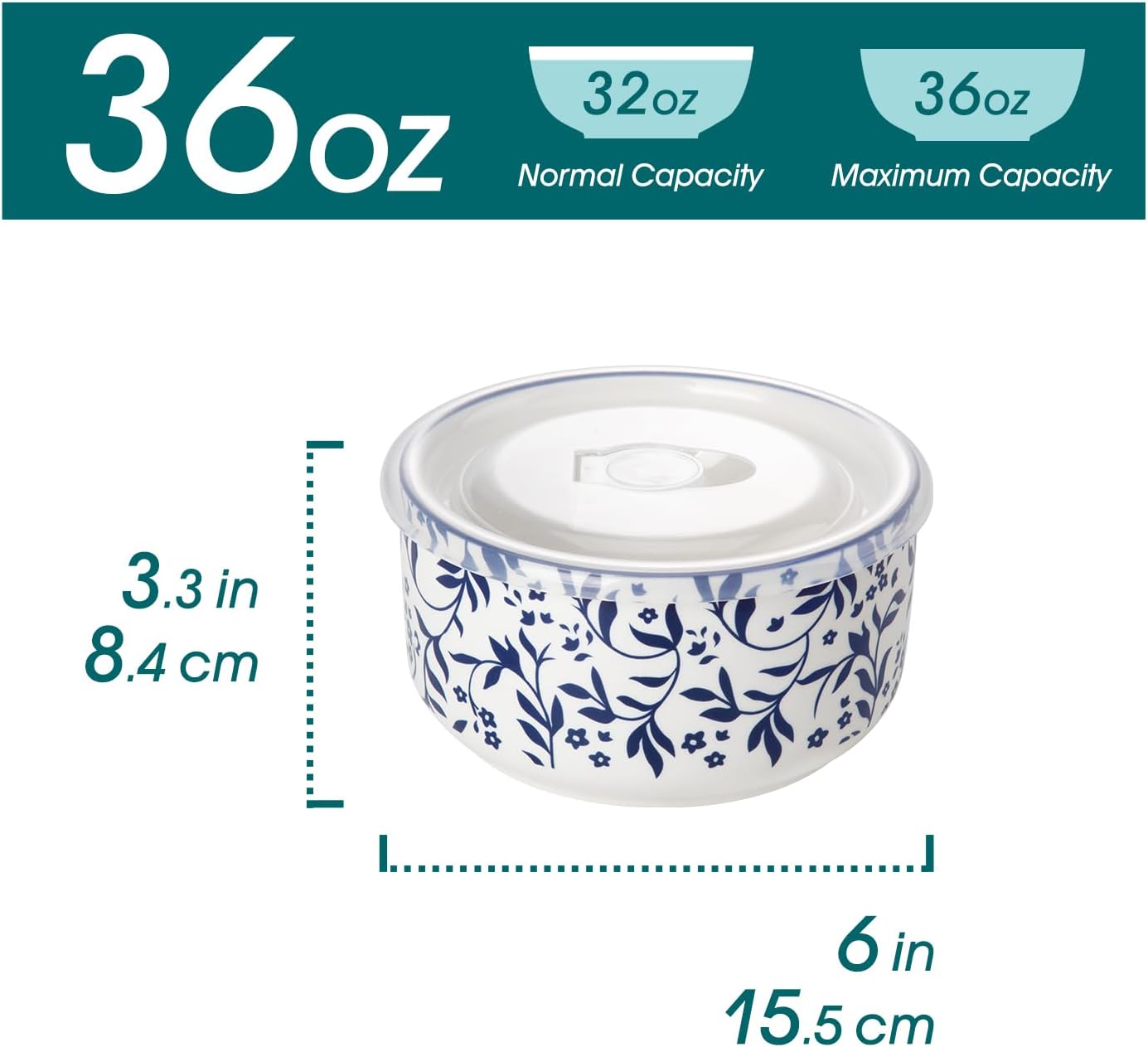 vancasso Ceramic Nesting Bowls with Lids Set of 4, Serving Bowls for Food Storage, Prep Bowl, Ceramic Bowl for Kitchen, Microwave & Dishwasher Safe, 60+36+20+10 Oz, Series SELENE