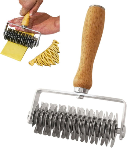 Stainless Steel Pastry Lattice Roller Cutter with Wood Handle
