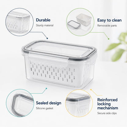 Fruit Storage Containers for Fridge (5x3.3x2.6 Inch)