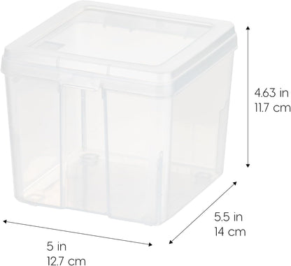 IRIS USA Vertical Storage Bins with Lids |Made in USA| Flip Top Containers for Organizing Pantry, Office, Craft, and Study Supplies - Small (10-Pack)