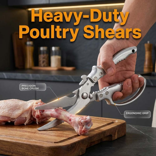 Heavy-Duty Multifunction Kitchen Shears, Ultra Sharp Stainless Steel Poultry Scissors for Bone Chicken Turkey, Multi-Purpose Kitchen Scissors with Bottle Opener Fish Scale Scraper Nut Cracker (2)