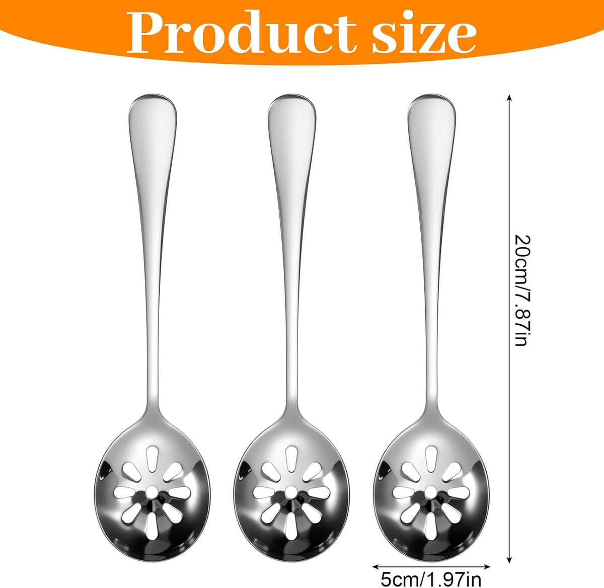 7.8 Inch Slotted Spoon, Serving Spoons, Dips, Cereals (10 Holes)