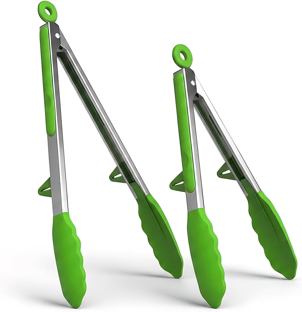 Kitchen Tongs Set of 2 (9” & 12”) – Stainless Steel & Silicone Cooking Tongs with Built-in Stand & Dishwasher Safe – Heat Resistant up to 600°F – Perfect for Grilling, BBQ, Salad & Frying
