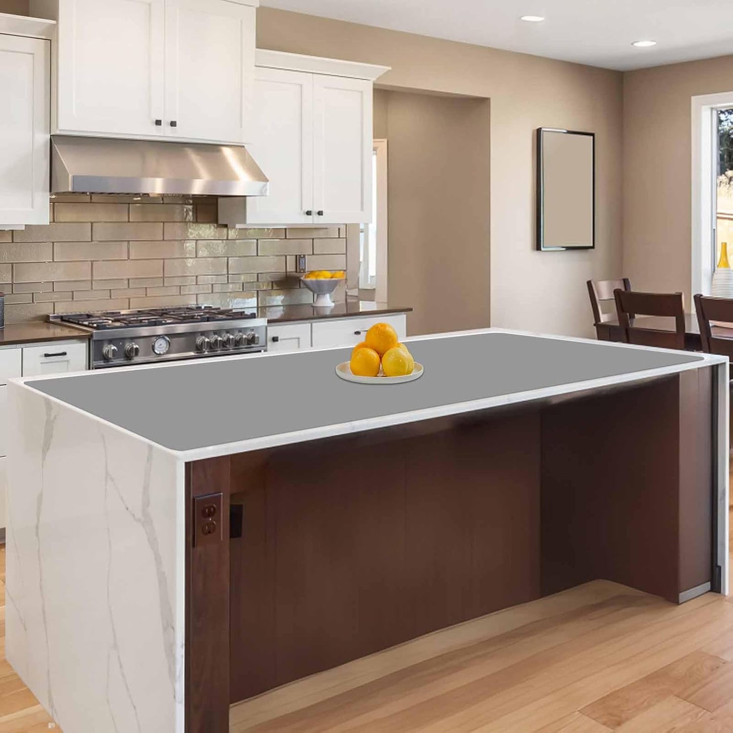 47.2"x23.6"(120cmx60cm) Large Silicone Mat for Kitchen Counter, Non-Slip Heat Resistant Countertop Protector, Waterproof Multipurpose Mat for Kitchen Island, Black