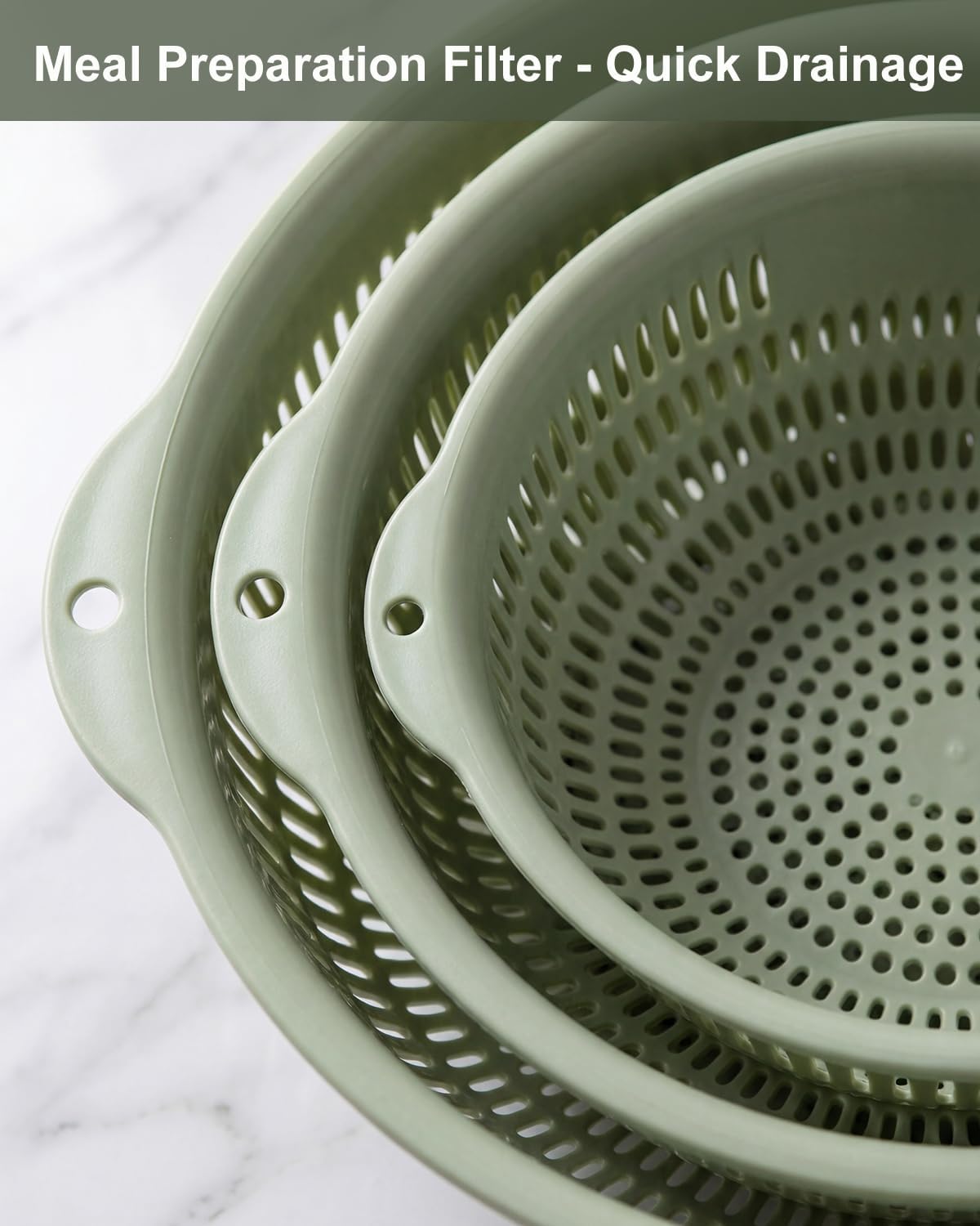 3 pcs Plastic Wash Basket Round Perforated Colander Wash Vegetables and Fruits Drain Cooked Pasta Kitchen Essentials Food Strainer Basket Strainer Kitchen Blue Yellow green red (3PCS-Green)