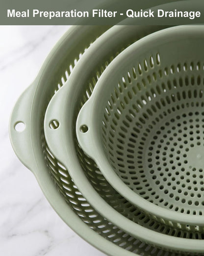 3 pcs Plastic Wash Basket Round Perforated Colander Wash Vegetables and Fruits Drain Cooked Pasta Kitchen Essentials Food Strainer Basket Strainer Kitchen Blue Yellow green red (3PCS-Green)