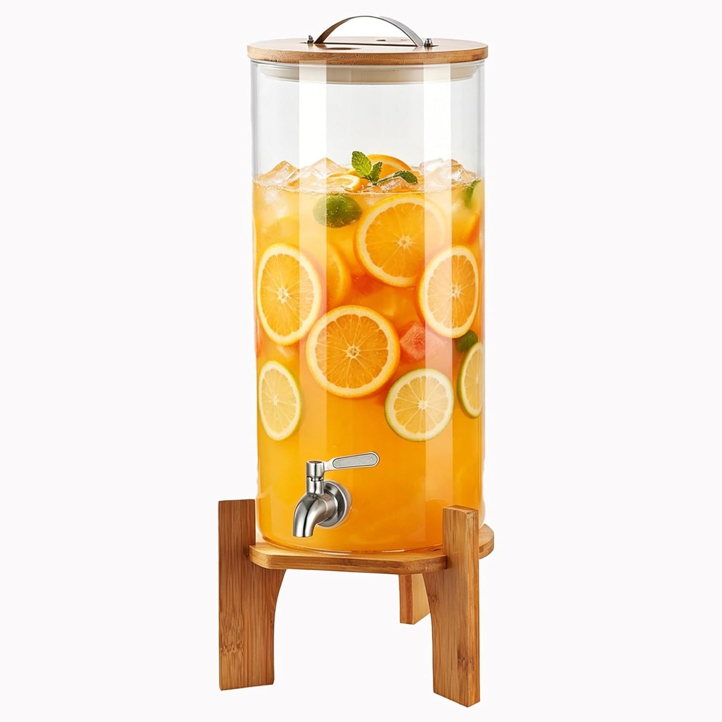 Beverage Dispenser,2.1 Gallon Glass Drink Dispenser with Stand,Glass water dispenser with Spigot, Large Drink Dispensers for Parties,Water Dispensers for Bar,Wedding,Restaurants 8L