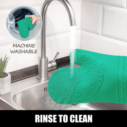RORECAY Silicone Oven Mitts and Pot Holders Sets, Gloves for Kitchen, Beige