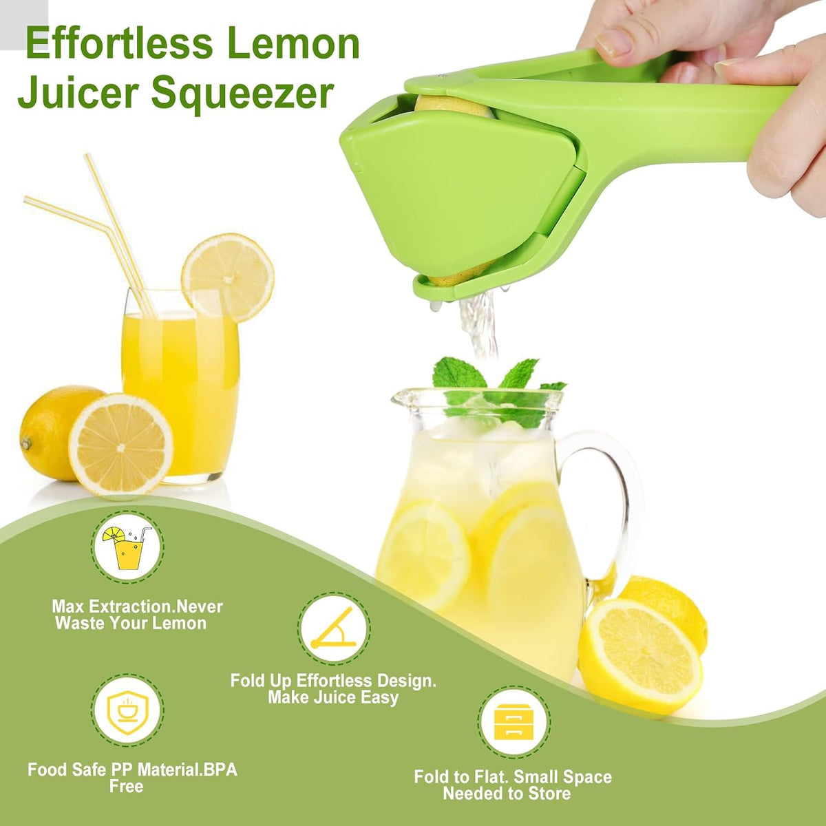 Lemon Squeezer, Effortless Manual Flat Lime Juicer Hand Press