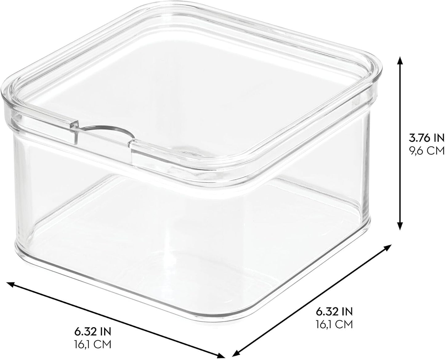 iDesign Stackable Fridge Organizer Bins with Lids for Fresh Produce - Set of 6 - Clear