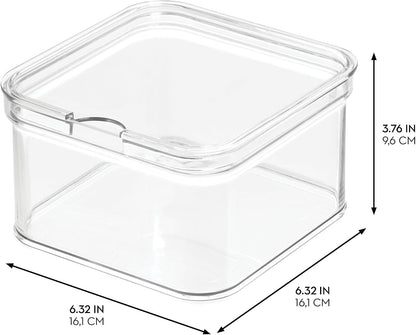 iDesign Stackable Fridge Organizer Bins with Lids for Fresh Produce - Set of 6 - Clear