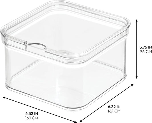 iDesign Stackable Fridge Organizer Bins with Lids for Fresh Produce - Set of 6 - Clear