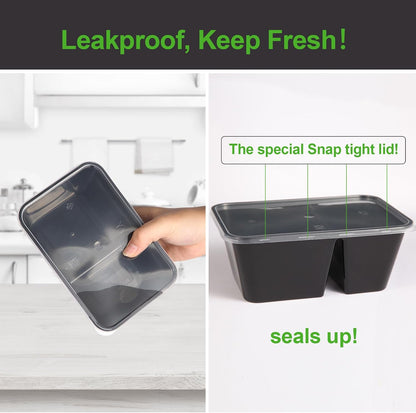 Qewro 10Pack 32oz Meal Prep Containers Disposable Food Storage Containers with Lids, 1-Compartment Reusable Food Storage Plastic Stackable To Go Boxes Microwave, Freezer, Dishwasher Safe