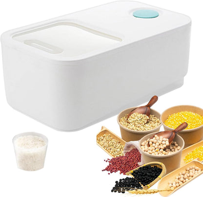 Rice Airtight Storage Containe,Rice Storage Container,Dry Food Storage, Lid 22 Lbs Push-Pull Rice Bucket, Flour Storage Container with Rolling Wheel, Grain Container Pantry Organization (Grey)