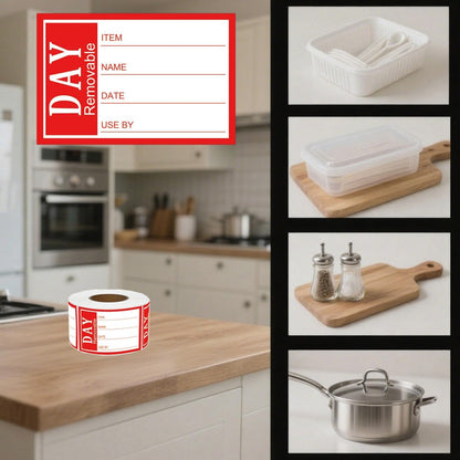500 Pcs Removable Day Labels 2.91 x 1.93 inch Repositionable Self-Adhesive Prepped Food Storage Stickers Meal Prep Labels