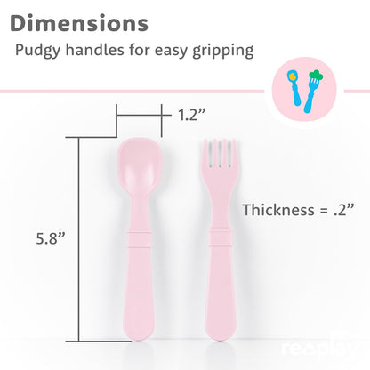 Re-Play Toddler Forks and Spoons Set - 4x4 Utensils Set for Kids - Dishwasher and Microwave Safe - Made in USA - Set of 8-5.8" x 1.2" x 0.2" - Princess