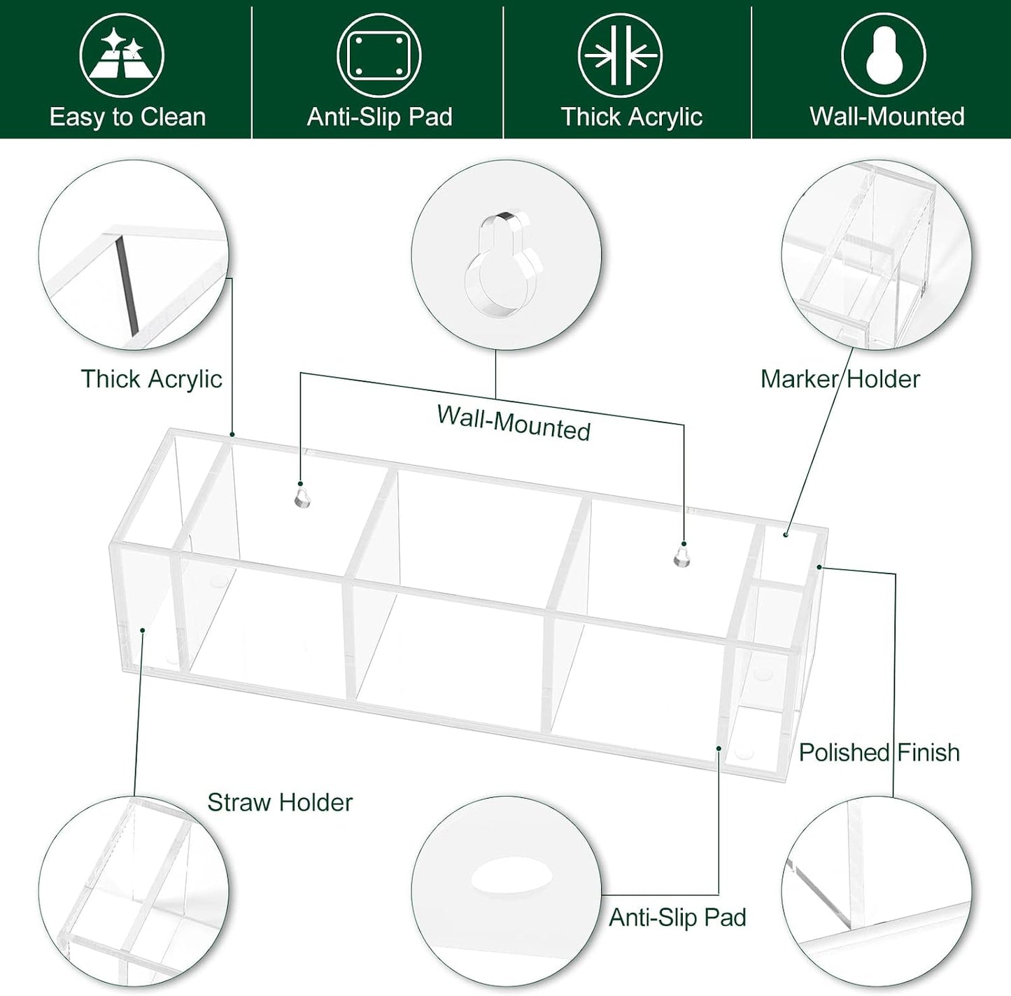 Double Cup Holder with Marker Slot, Party Cup Dispenser Acrylic Cup Organizer Mark Your Cup and Drink Up Caddy Modern Bar Counter Decor, Clear