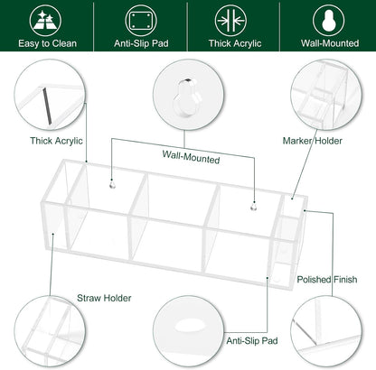Double Cup Holder with Marker Slot, Party Cup Dispenser Acrylic Cup Organizer Mark Your Cup and Drink Up Caddy Modern Bar Counter Decor, Clear