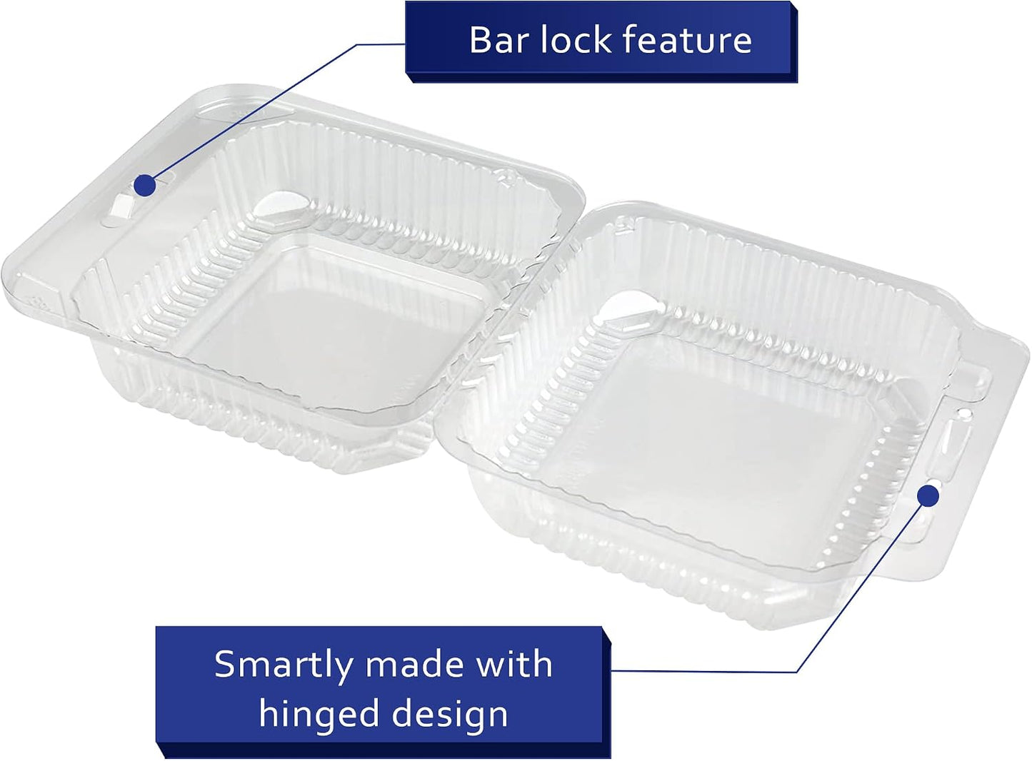 MT Products Clear Cake Slice Container 5" x 5" x 2.75" - To go Square Plastic Container (Pack of 40) - Made in the USA
