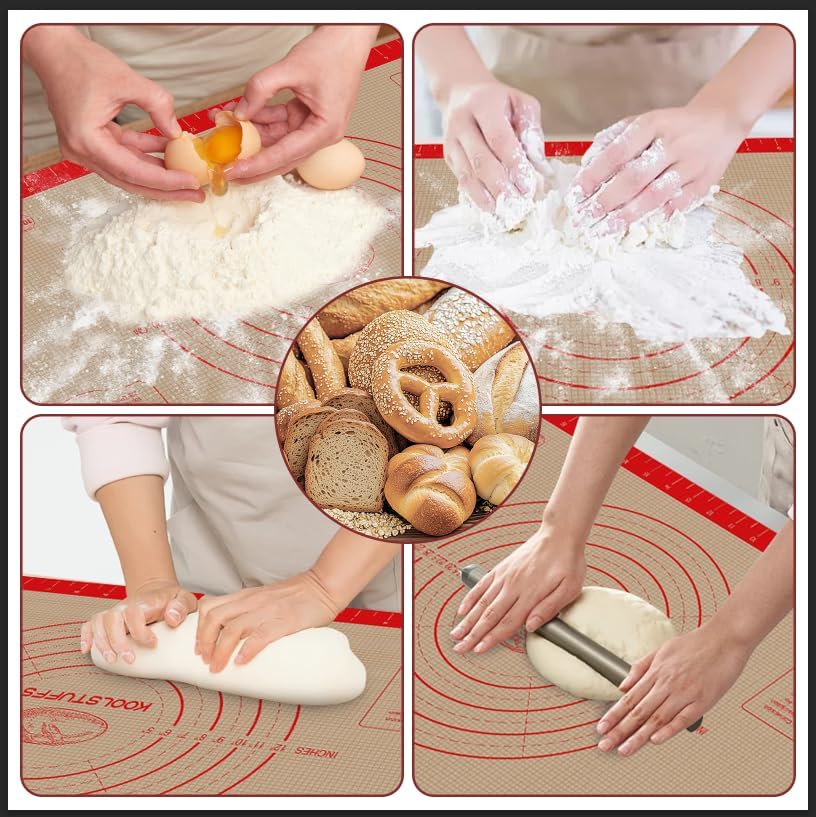 Koolstuffs Silicone Pastry Mat, 26" x 16", Non Slip for Rolling Dough