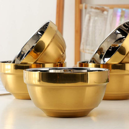 Stainless Steel Bowl Set: 500 ml Cereal Bowl, Set of 10 with Gift Box Included. Double Walled Insulated & Dishwasher Safe, Durable Deep Soup Bowl, Suitable for Home Kitchen & Child (Silver)