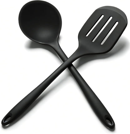 Heat Resistant Silicone Cooking Spatula and Spoon Set | BPA Free, For Nonstick Cookware, Large Cooking Utensils, For Serving, Mixing, Scraping, Dishwasher Safe