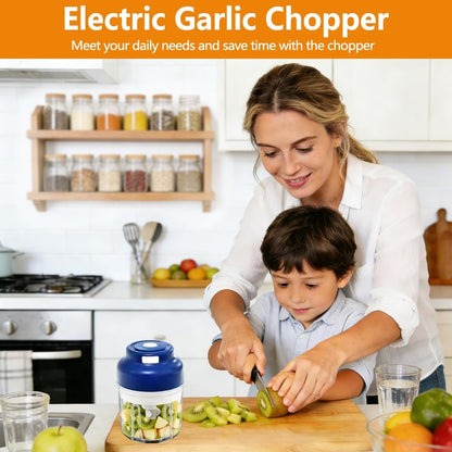 Electric Garlic Chopper, Upgrade 6 Blades, 320ML Wireless Food Processor, Mini Grinder for Kitchen,Mashing Nuts Chili Onion Minced Meat and Spices USB Rechargeable
