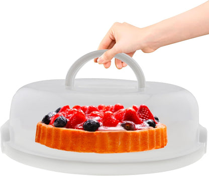 2Pcs Pie Carrier with Lid Portable Cheesecake Carrier 12 Inch Cupcake Cake for Thanksgiving Party Baby Shower Christmas (White)